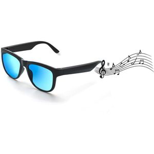 RayBeats Bluetooth Zonnebril - Smart Glasses - Ingebouwde Speakers - Gepolariseerd Glas - Lichtgewicht 31 gram - 6 uur speeltijd - Microfoon - Heren - Dames - Unisex – Blauwe spiegelglazen - Mat Zwart montuur
