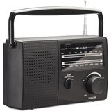Caliber Radio op Batterijen - Draagbare Radio - Retro Radio - Noodradio - inclusief Netsnoer - Keukenradio - AM en FM radio met Handvat en Koptelefoonaansluiting - Zwart (HPG317R-B)