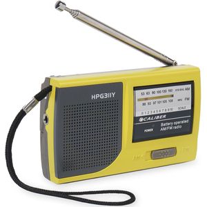 Caliber Noodradio - Radio op Batterijen - Draagbare Radio - Noodpakket - AM/FM Radio - Koptelefoonaansluiting (HPG311Y)