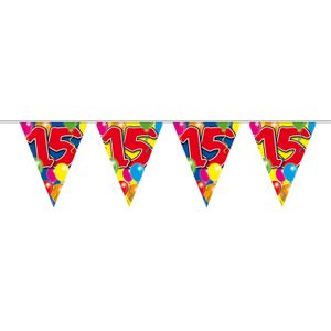 Folat Vlaggenlijn 15 jaar Ballonnen - 10 meter | Ideaal voor 15e verjaardag of jubileum