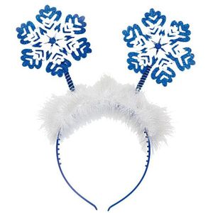 Kerst diadeem/tiara blauw met sneeuwvlokken - Dames en meisjes - Kerst verkleed accessoires