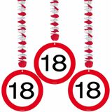 Folat - Hangdecoratie Verkeersbord 18 - 3 stuks