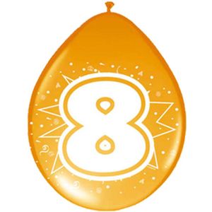 Folat Ballonnen 8 jaar - 8 stuks | Latex | 30 cm | Verschillende kleuren