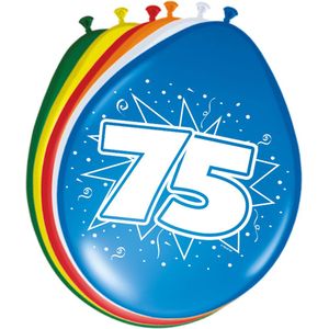 Feestelijke 75 Jaar Ballonnen - 30cm - 8 stuks - Folat