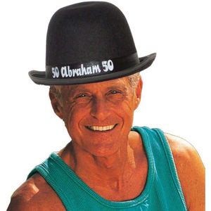 Abraham bolhoed - zwart - 50 jaar verjaardag - feest hoedje voor Abraham pop - Verkleedhoofddeksels