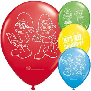 smurfen ballonnen zak a 8st multi Rubber Merkloos Ballon (30.0000cm x 30.0000cm)