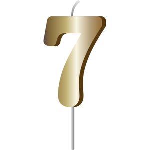 Folat 24147 Kaars, cijfer 7, goud, 5 cm, voor verjaardag, decoratie, kinderfeest, bruiloft, bedrijfsfeest, verjaardag