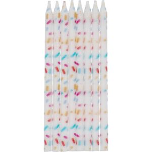 Folat 24193 taartkaarsen Cozy Sprinkles-10 cm-24 stuks verjaardagskaarsen voor verjaardag, verjaardagsdecoratie, voor kinderfeesten, bruiloften, bedrijfsfeesten, jubilea, meerkleurig, 10 cm