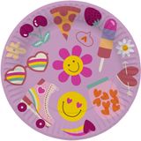 Folat Hippie Retro Gerechten Boho Girlz-23 cm-8 Stuks Vredesteken Regenboog Madeliefje Bloem voor Kinderen Feestdecoratie Artikelen, Roze, 25031