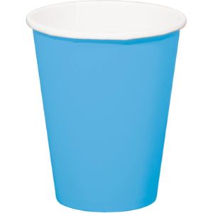 Folat Feestbekers - Blauwe Papieren Drinkbekers 350 ml - Set van 8 - Geschikt voor Verjaardagen en Feestjes
