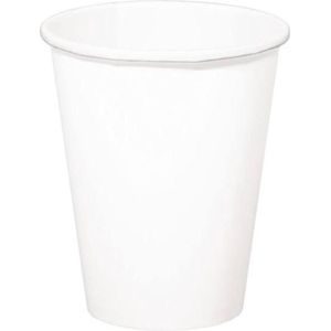 8x stuks witte papieren drinkbekers 350 ml - Perfect voor feestelijke gelegenheden en verjaardagen