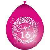 Folat Sweet 16 Roze Ballonnen - 8 stuks | 30cm | Latex | Inhoud: 8 latex ballonnen | Geschikt voor Sweet Sixteen evenementen