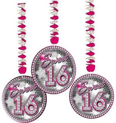Folat - Sweet 16 Hangdecoratie - 3 stuks | Schattige ornamenten | 75 cm lengte | Papieren artikel