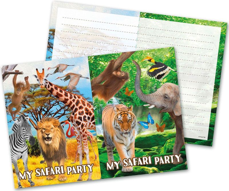 Dieren Uitnodigingen Safari 8st