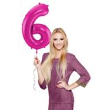Folie Ballon Cijfer 6 Fuchsia Metallic XL 86cm leeg