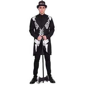 Folat - Jas 63376 - Skelet Jas Maat M/L Zwart Wit Halloween Day of The Dead