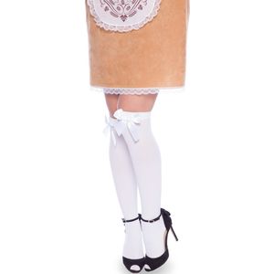 Folat - Tights Stay-up - Wit - Katoen - Met Witte Strik