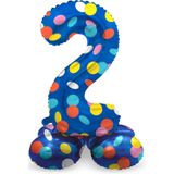 Cijfer Ballon 2 Jaar Stippen Met Standaard Leeg 72cm