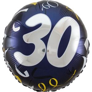 Folieballon - 30 - blauw / wit / goud