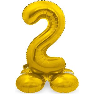 Folat - Cijfer 2 Goud met standaard - 72 cm