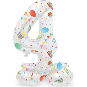 Helium Ballon 4 Jaar Feest Met Standaard Leeg 41cm