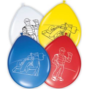 Folat Formule 1 Ballonnen - 8 stuks | Kleurrijke latex ballonnen met Formule 1 thema