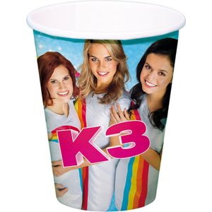 K3 Feestbekers - Vrolijk gekleurde K3 bekers - 8 stuks - 250ml