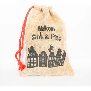 Jute Cadeauzakje - Welkom Sint & Piet