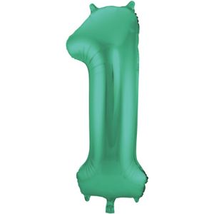 Folat 65911 Groene Metallic Mat Folieballon Cijfer 1 - 86 cm | Verjaardagsdecoratie en Feestartikelen
