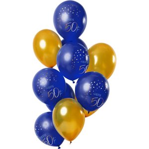 Folat 6650 Ballonnen, elegant, True Blue, 50 jaar, 30 cm, 12 stuks