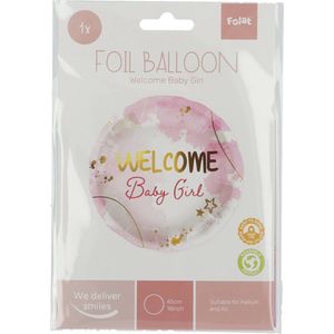 Helium Ballon Welcome Meisje Roze Leeg 45cm