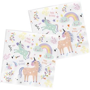 Folat Unicorns & Rainbows Servetten - 33x33cm - 20 stuks - Meerkleurig - Perfect voor eenhoorn kinderfeestjes!