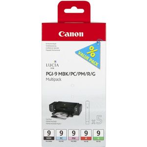 Canon PGI-9 Multipack MBK, PC, PM, R, G (Transport schade & lichte schade) zwart en kleur (1033B013) - Inktcartridge - Origineel