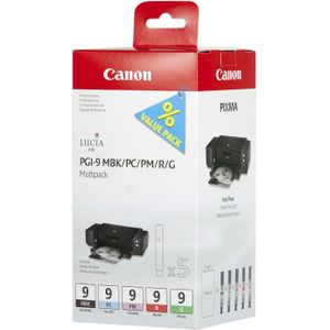 Canon PGI-9 Multipack MBK, PC, PM, R, G (Transport schade & lichte schade) zwart en kleur (1033B013) - Inktcartridge - Origineel