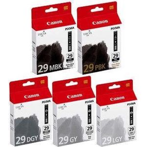 Canon PGI-29 MBK/PBK/DGY/GY/LGY inktcartridge 5 stuk(s) Origineel Donkergrijs, Grijs, Licht Grijs, Mat Zwart, Foto zwart