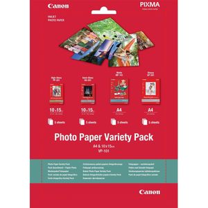 Canon VP-101 fotopapier PP-201, 10 x 15 cm (5 vellen) + SG-201 10 x 15 cm (5 vellen) + MP-101 A4 (5 vellen) + GP-501 A4 (5 vellen)