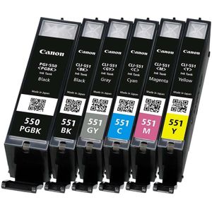 Canon PGI-550 / CLI-551 - Inktcartridge / Zwart / Geel / Magenta / Cyaan / Pigment Zwart / Grijs