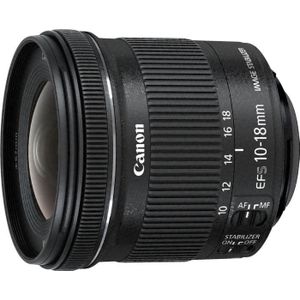 Canon EF-S 10-18mm f4.5-5.6 IS STM + EW 73 + LC Kit (Canon EF-S, APS-C / DX), Objectief, Zwart