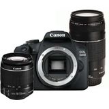 Canon EOS 2000D Spiegelreflexcamera (24,1 MP, DIGIC 4+, 7,5 cm (3,0 inch) lcd-scherm, full-hd, wifi, APS-C CMOS-Sensor) inclusief lenzen EF-S 18-55 mm F3.5-5.6 IS II en EF 75-300 mm F4-5.6 III, zwart