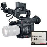 Canon EOS C200 EF-mount Cinema Camera with grip, viewfinder and monitor + Sandisk CFast 128GB 525 MBs