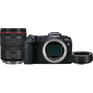Canon EOS RP Kit + RF 4/24-105 + Adapter EF-EOS R (24 - 105 mm, 27.10 Mpx), Camera, Zwart