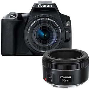 Canon EOS 250D zwart + 18-55mm iS STM COMPACT +  EF 50mm F/1.8 STM