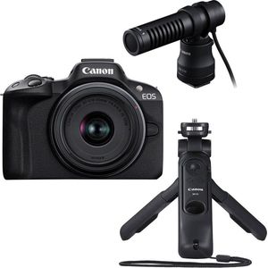 Canon EOS R50 - Systeemcamera content creator kit - + RF-S 18-45mm f/4.5-6.3 IS STM-lens, Microfoon, Windscherm & Statief