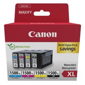 Canon pgi 1500xl 9182B010 inktcartridge 4 stuk Origineel Hoog rendement Zwart, Cyaan, Magenta, Geel
