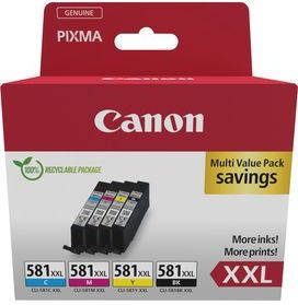 Canon CLI-581XXL Inktcartridge Multipack - Zwart/Cyaan/Magenta/Geel - Groot Volume