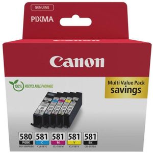 Canon PGI-580 CLI-581 Inktcartridge - Zwart en Kleur - 5 Stuks