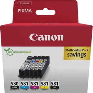 Canon 2078 inktcartridge 5 stuk Origineel Zwart, Cyaan, Magenta, Geel