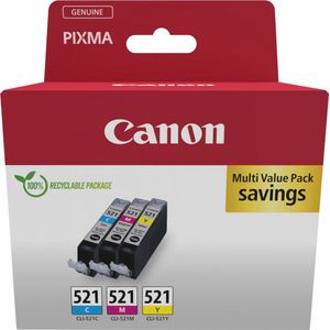 Canon Inktcartridge CLI-521 C/M/Y Multipack Origineel Combipack Cyaan, Magenta, Geel 2934B015