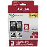Canon Original PG-540L + CL-541XL Druckerpatronen Valuepack - 1 x schwarz / 1 x farbig + 50 Blatt Fotopapier (5224B012)