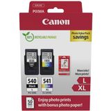 Canon Original PG-540L + CL-541XL Druckerpatronen Valuepack - 1 x schwarz / 1 x farbig + 50 Blatt Fotopapier (5224B012)